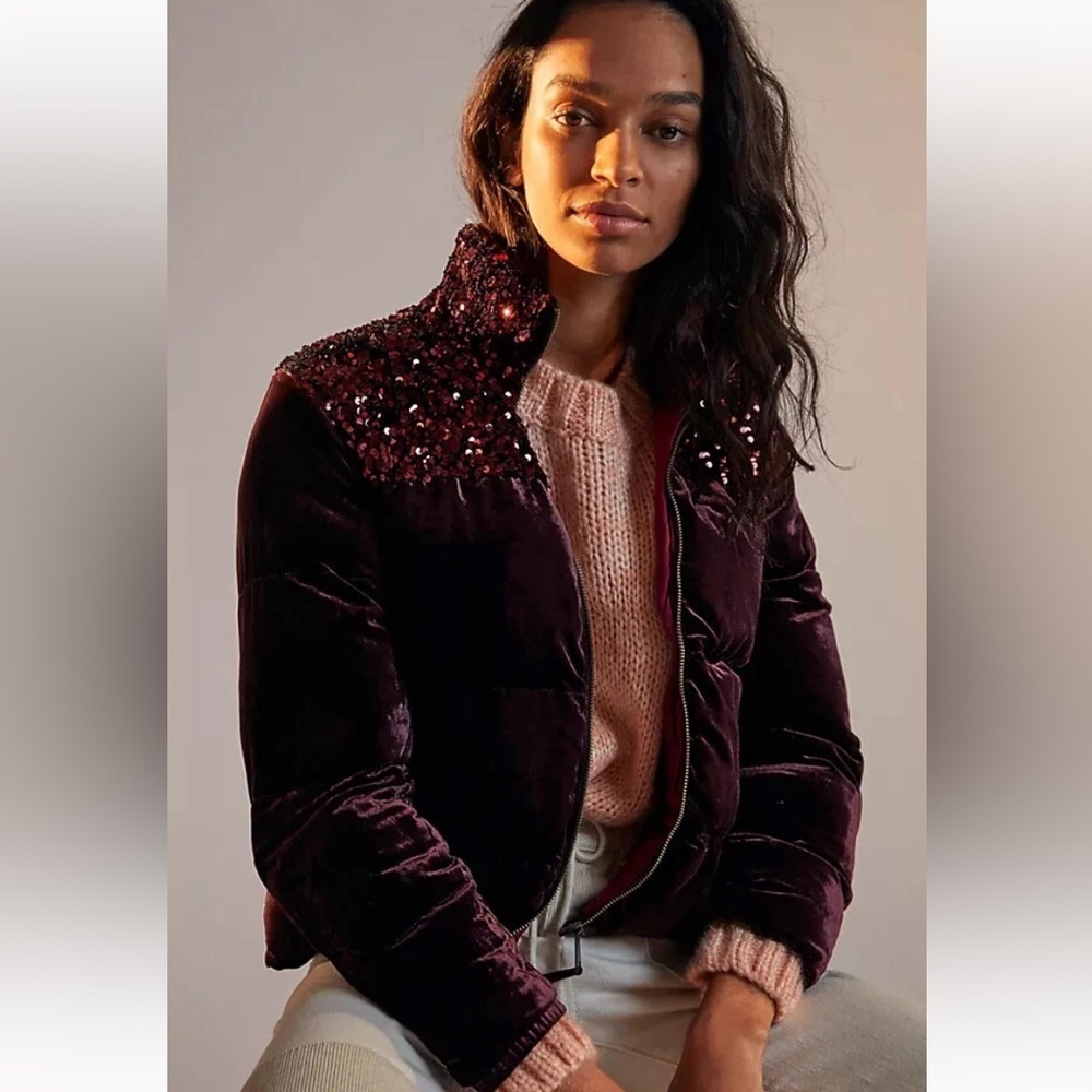 ANTHROPOLOGIE Maeve VERA Embellished Puffer Jacket 🆕